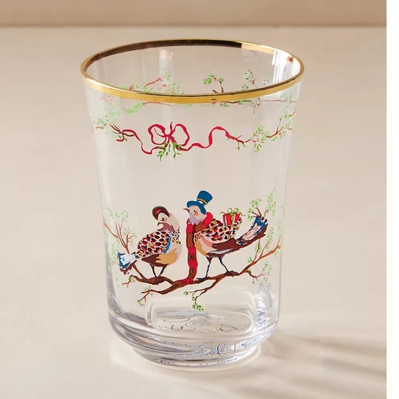 Anthropologie Inslee Fariss Twelve Days of Christmas Menagerie Juice Glass NEW - Picture 2 of 4